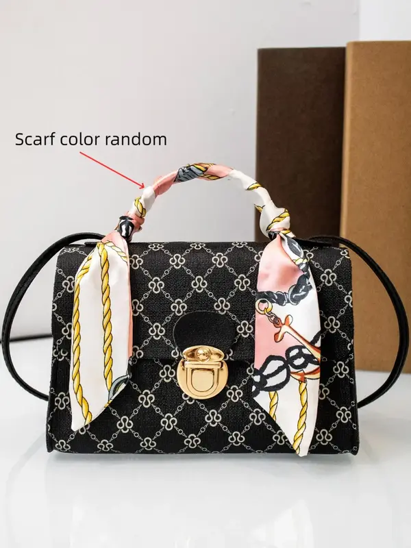 Fashionable All over Print Handbag,  Spring Trendy Handbag with Adjustable Strap, Minimalist Elegant Handbag with Random Bag ...