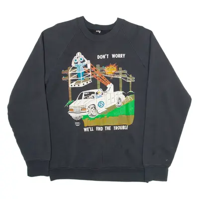 Vintage 90s USA Trucker Mens Sweatshirt Grey S