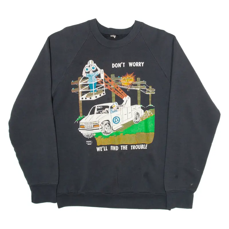 Vintage 90s USA Trucker Mens Sweatshirt Grey S