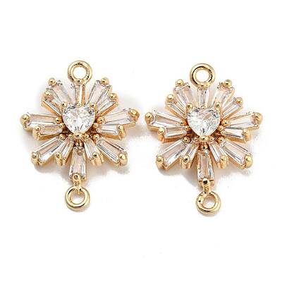 Brass Pave Clear Cubic Zirconia Connector Charms
