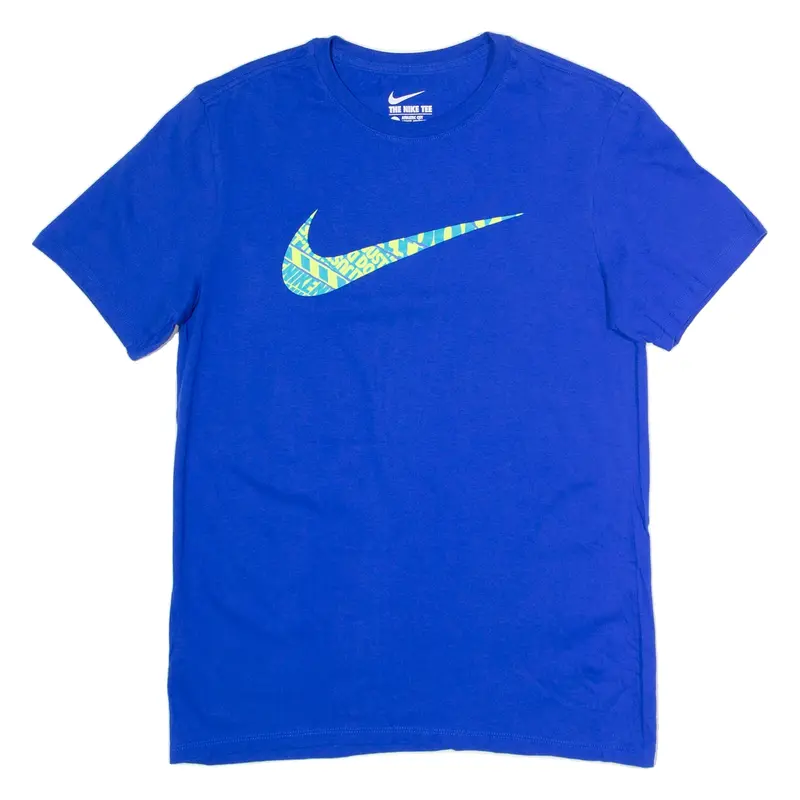 NIKE Athletic Cut Mens T-Shirt Blue Crew Neck S