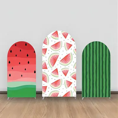 White Green Watermelon Patterns Arch Backdrop Kit - Aperturee