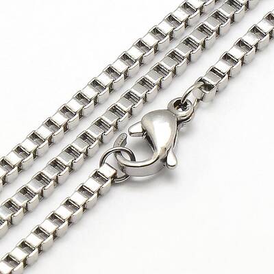 Tarnish Resistant Trendy Men's 304 Stainless Steel Box Chain Necklaces