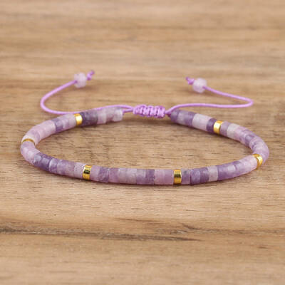 Natural Lepidolite Beaded Braided Bracelets