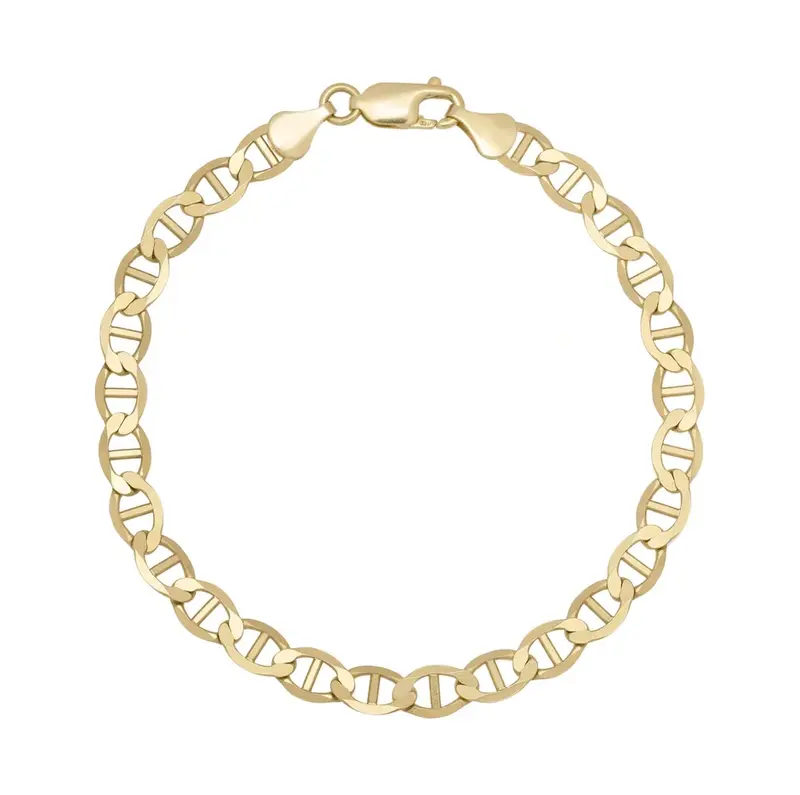 10K Yellow Solid Gold Mariner Link Anklet 2mm