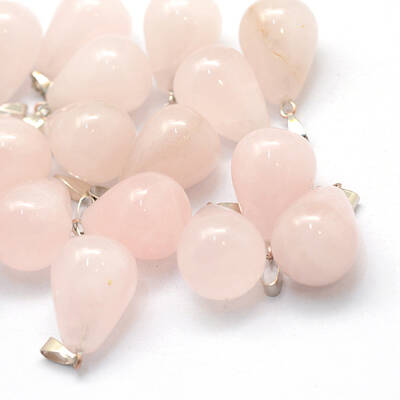 Teardrop Natural Rose Quartz Pendants