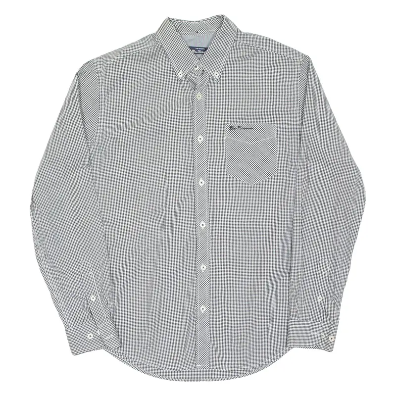 BEN SHERMAN Mens Shirt Black Check Long Sleeve M