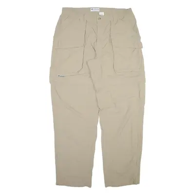 COLUMBIA Outdoor Detachable Legs Mens Trousers Beige Straight Nylon W36 L34