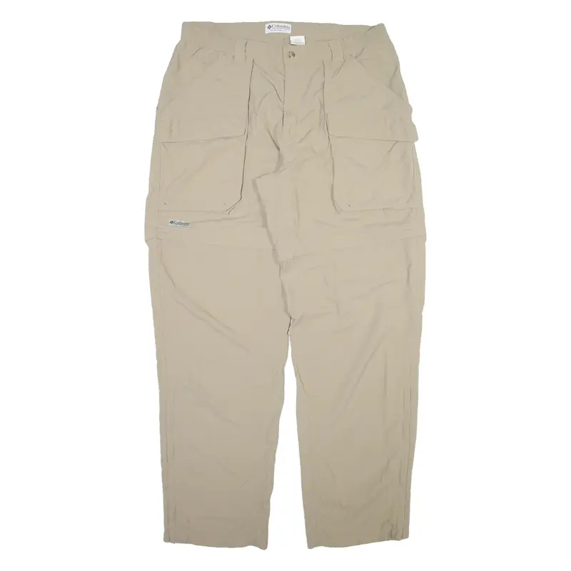 COLUMBIA Outdoor Detachable Legs Mens Trousers Beige Straight Nylon W36 L34