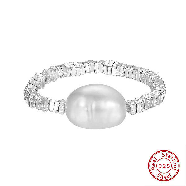 Anti-Tarnish 925 Sterling Silver with Natural Baroque Pearls Rings