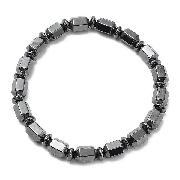 Synthetic Non-Magnetic Hematite Column Beaded Stretch Bracelets