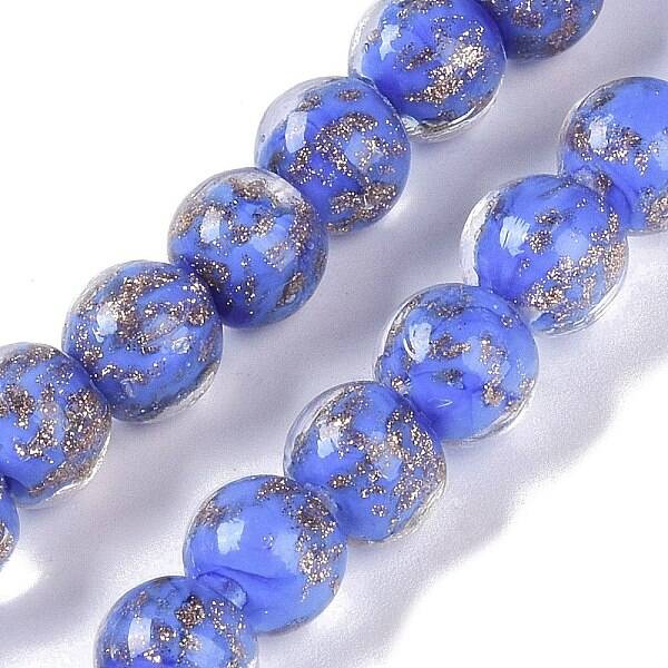 Handmade Gold Sand Lampwork Beads
