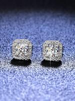 Square Shaped Artificial Zircon Decor Stud Earrings, Elegant All-match Jewelry for Women & Girls, Female Classic Fashion Acce...