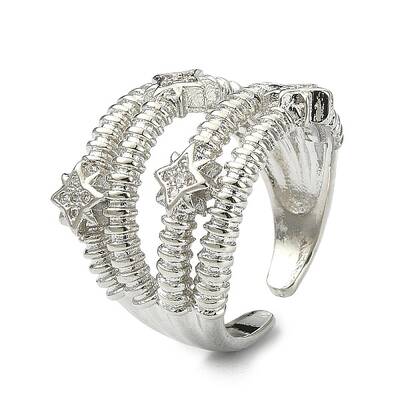 Clear Cubic Zirconia Star Cuff Ring