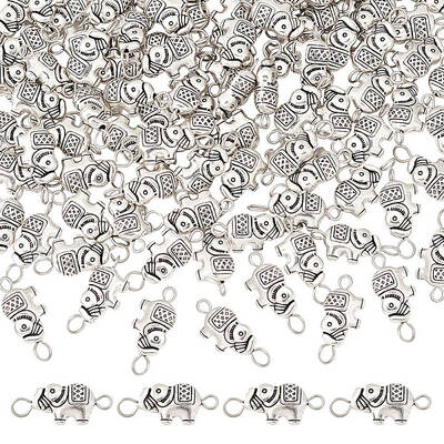 100Pcs Tibetan Style Alloy Elephant Connector Charms