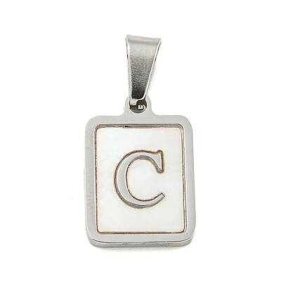 304 Stainless Steel Pave Natural White Shell Pendants