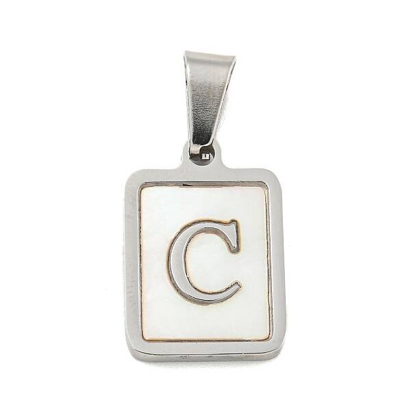 304 Stainless Steel Pave Natural White Shell Pendants