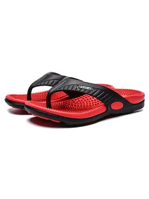 Men's Summer 2024 Simple Casual Color Matching Non-slip Flip Flops, Casual Trendy Comfortable Slippers for Beach, Male Classi...