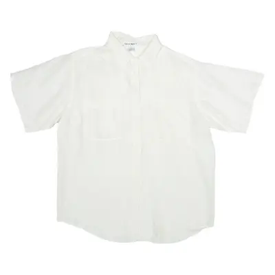 SILK MIST Womens Plain Shirt Cream Silk L