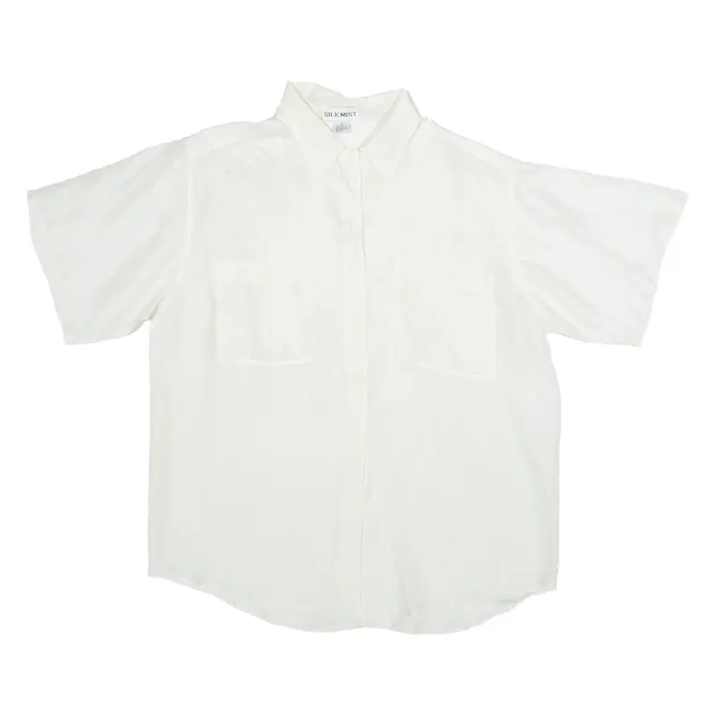SILK MIST Womens Plain Shirt Cream Silk L