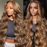 Lemoda 13x6 Full Lace Frontal Wig 180 Density Highlight Bang Ombre 13x4 Lace Front Wig Human Hair Body Wave Wig Transparent L...