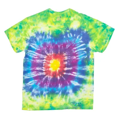 FRUIT OF THE LOOM Mens Tie Dye T-Shirt Green Crew Neck M