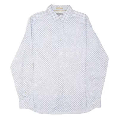 TED BAKER Mens Shirt White Crazy Pattern Long Sleeve M