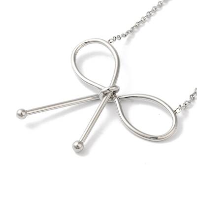 Non-Tarnish 304 Stainless Steel Cable Chain Bowknot Pendant Necklaces