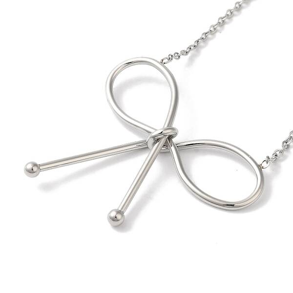 Non-Tarnish 304 Stainless Steel Cable Chain Bowknot Pendant Necklaces