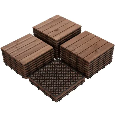 Yaheetech 27PCS Interlocking Patio Deck Tiles 12x12in Wood Floor Tiles Indoor & Outdoor Flooring for Patio Garden Deck Poolsi...
