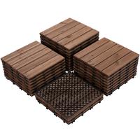 Yaheetech 11/27PCS Interlocking Patio Deck Tiles 12x12in Wood Floor Tiles Indoor & Outdoor Flooring for Patio Garden Deck Poo...