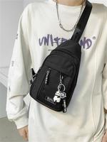 Men's Nylon Zipper Durable Belt Bag with Charm, Lightweight Casual Chest Bag, Simple Plain Color Bag for Daily Used, Casual T...