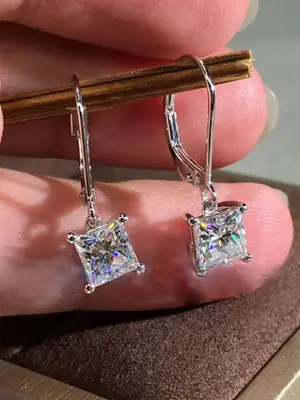 1 Pair Women's Elegant Rhinestone Dangle Earrings, Gorgeous Trendy Drop Earrings, Fashionable Jewelry As Birthday Gift for Gi...