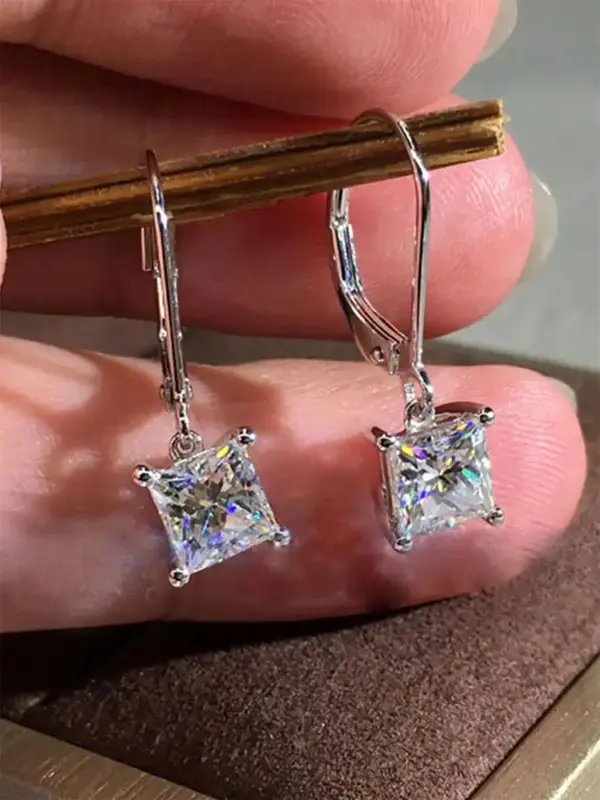 1 Pair Women's Elegant Rhinestone Dangle Earrings, Gorgeous Trendy Drop Earrings, Fashionable Jewelry As Birthday Gift for Gi...