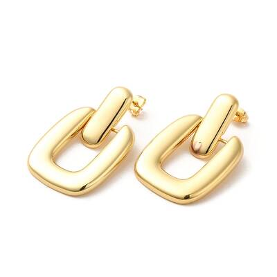 Real 18K Gold Plated Brass Dangle Stud Earrings