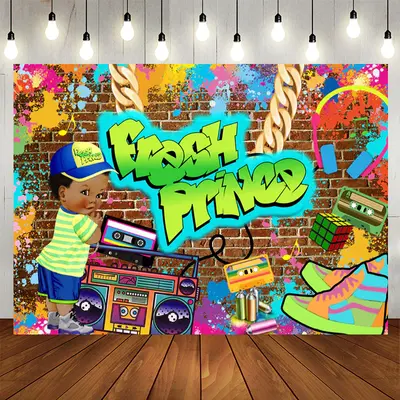 Aperturee (Clearance) 9X6FT Fresh Prince Graffiti Wall Baby Shower Backdrop For Boy