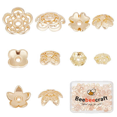 100Pcs 5 Style Brass & Alloy Bead Caps