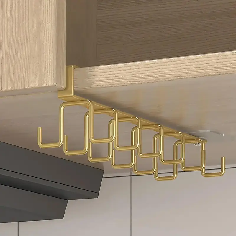 Kitchen Hanging Storage Rack, 1 Count Multifunctional Cup Storage Rack for Kitchen Bathroom Bedroom