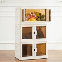 Sweet Furniture S - Stackable Plastic Storage Bins with Lids - 80QT Folding Storage Boxes with Doors & Wheels, Portable and L...