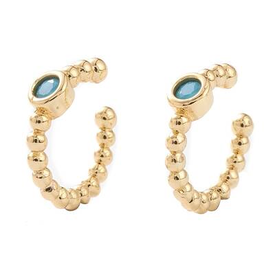 Brass Micro Pave Cubic Zirconia Cuff Earrings