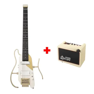 Donner HUSH™ X PRO Electric Guitar - White-Luxe / Guitar+Cyclops Amplifier