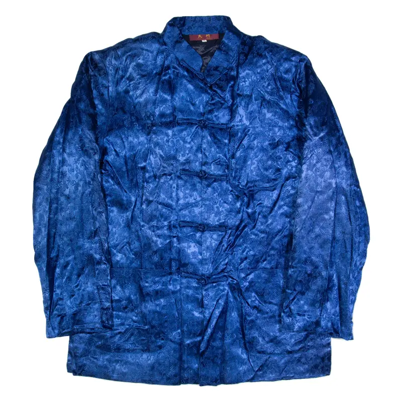 JIAN YUE Eastern Inspired Mens Jacket Blue 90s Floral L