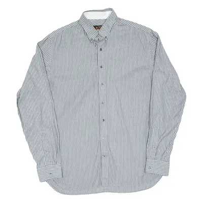 BEN SHERMAN Mens Shirt Grey Striped Long Sleeve M