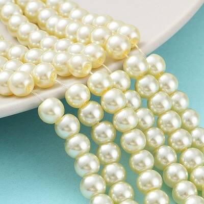 Baking Painted Pearlized Glass Pearl Round Bead Strands