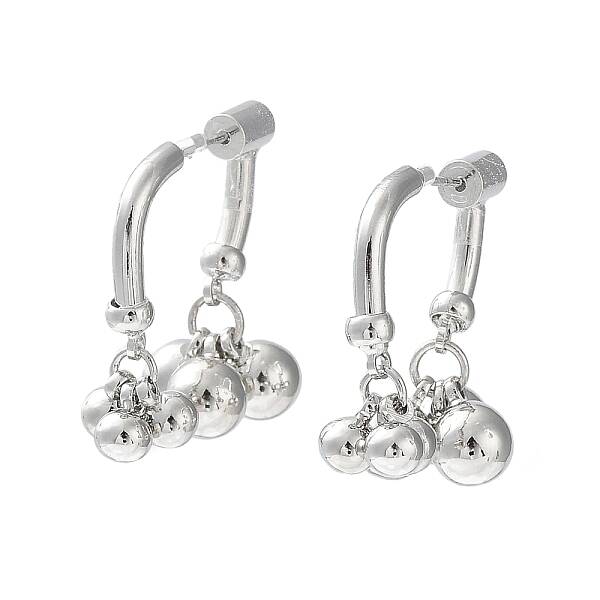 Brass Round Ball Dangle Stud Earrings