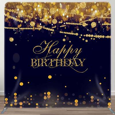 Aperturee Gold Diamonds Bokeh Black Birthday Square Backdrop | Backdrop For Birthday Party | Custom Birthday Backdrops | Simp...