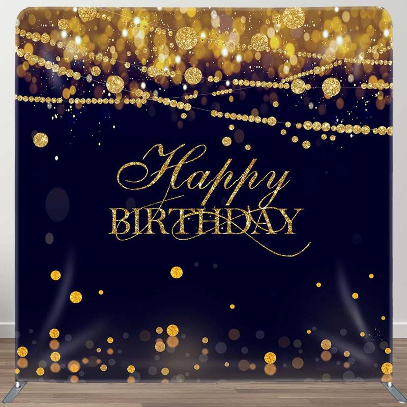 Aperturee Gold Diamonds Bokeh Black Birthday Square Backdrop | Backdrop For Birthday Party | Custom Birthday Backdrops | Simp...