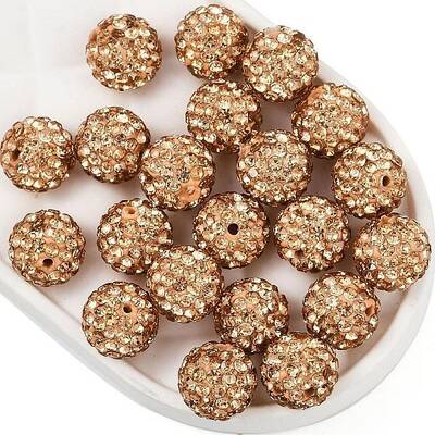 Round Polymer Clay Czech Glass Rhinestone Beads