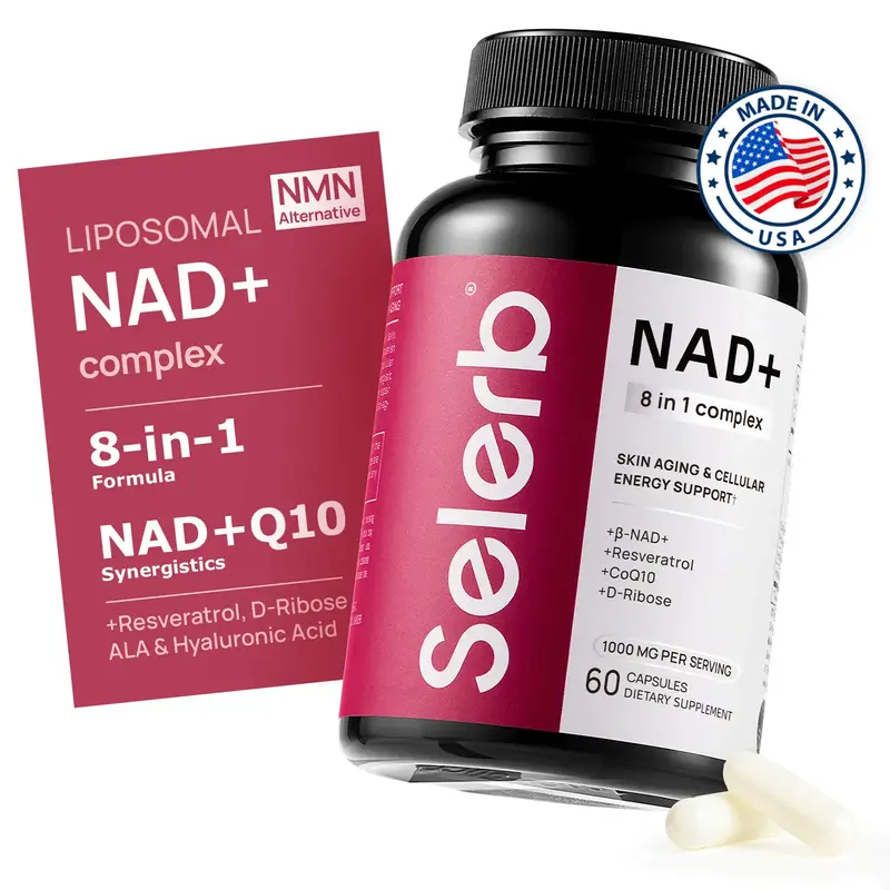 Selerb NAD+ Supplement for Women NMN Alternative Liposomal -β-NAD+, Trans-Resveratrol, CoQ10, D-Ribose - Supports Cellular R...
