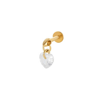 Titanium Alloy Cubic Zirconia 17 Gauge Heart Internally Threaded Labrets
